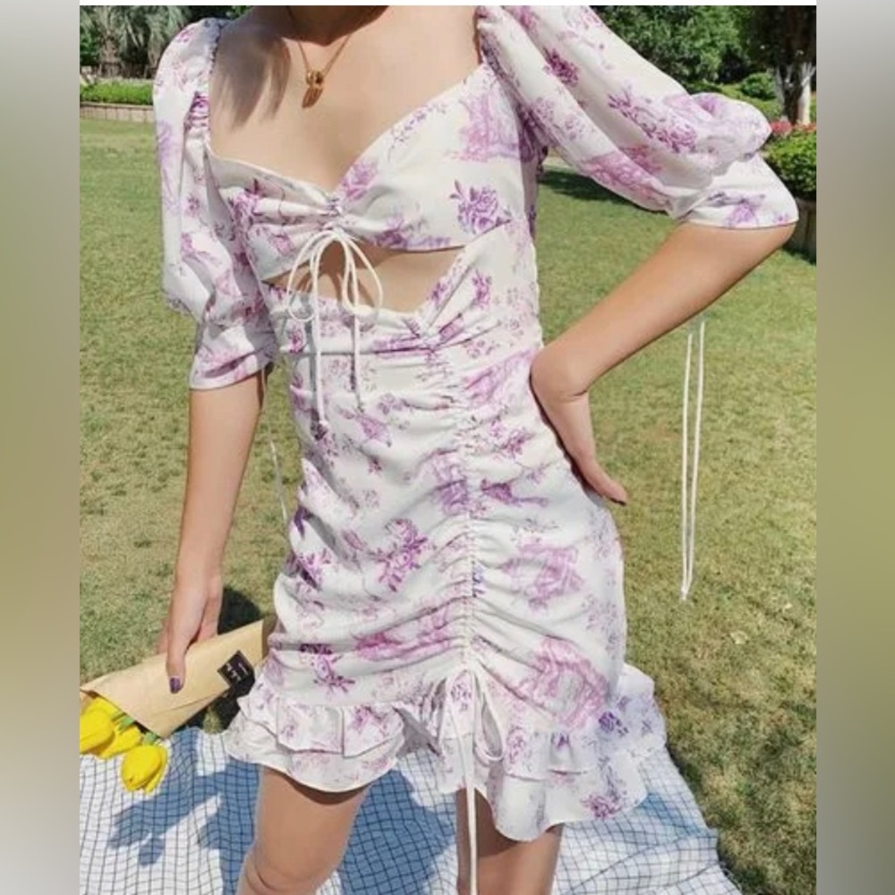 Floral white and pink dress